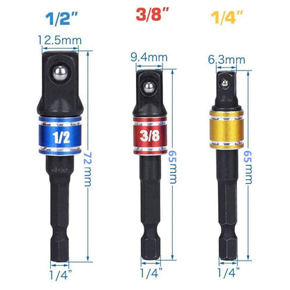 Right Angle Drill Adaptor,4-in-1 Impact Drill Bit Extension,360° Rotatable 1/4 3/8 1/2" Impact Grade Socket Adapter Set,105 Degree Angle Screwdriver Drill Bit for Household Workplace Industry