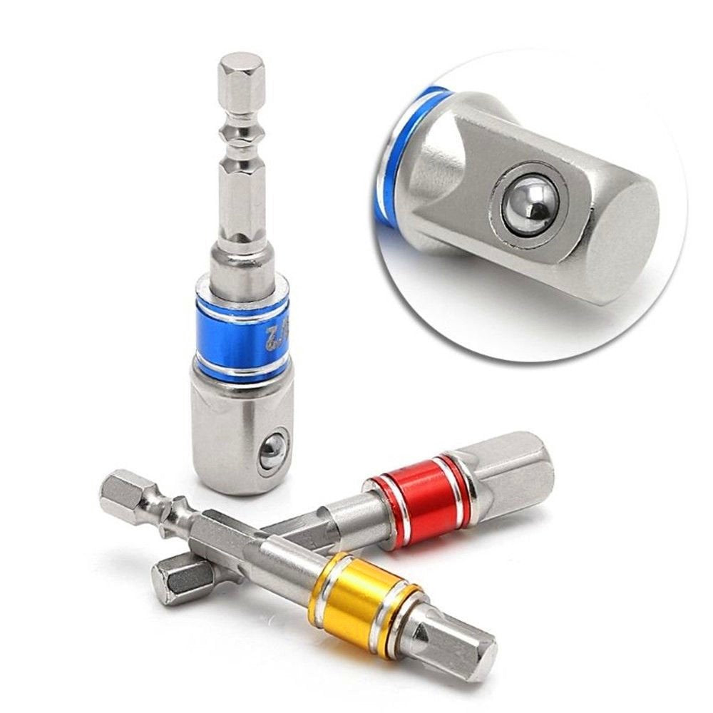 Right Angle Drill Adaptor,4-in-1 Impact Drill Bit Extension,360° Rotatable 1/4 3/8 1/2" Impact Grade Socket Adapter Set,105 Degree Angle Screwdriver Drill Bit for Household Workplace Industry
