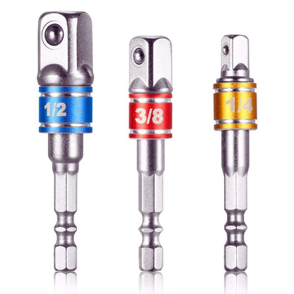 Right Angle Drill Adaptor,4-in-1 Impact Drill Bit Extension,360° Rotatable 1/4 3/8 1/2" Impact Grade Socket Adapter Set,105 Degree Angle Screwdriver Drill Bit for Household Workplace Industry