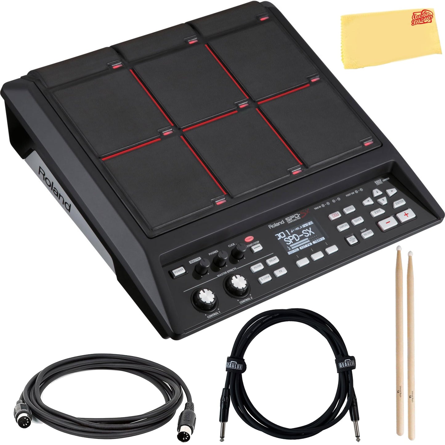 Roland SP-404MKII Creative Sampler and Effector Bundle with MIDI Cable, Instrument Cable, and Austin Bazaar Polishing Cloth