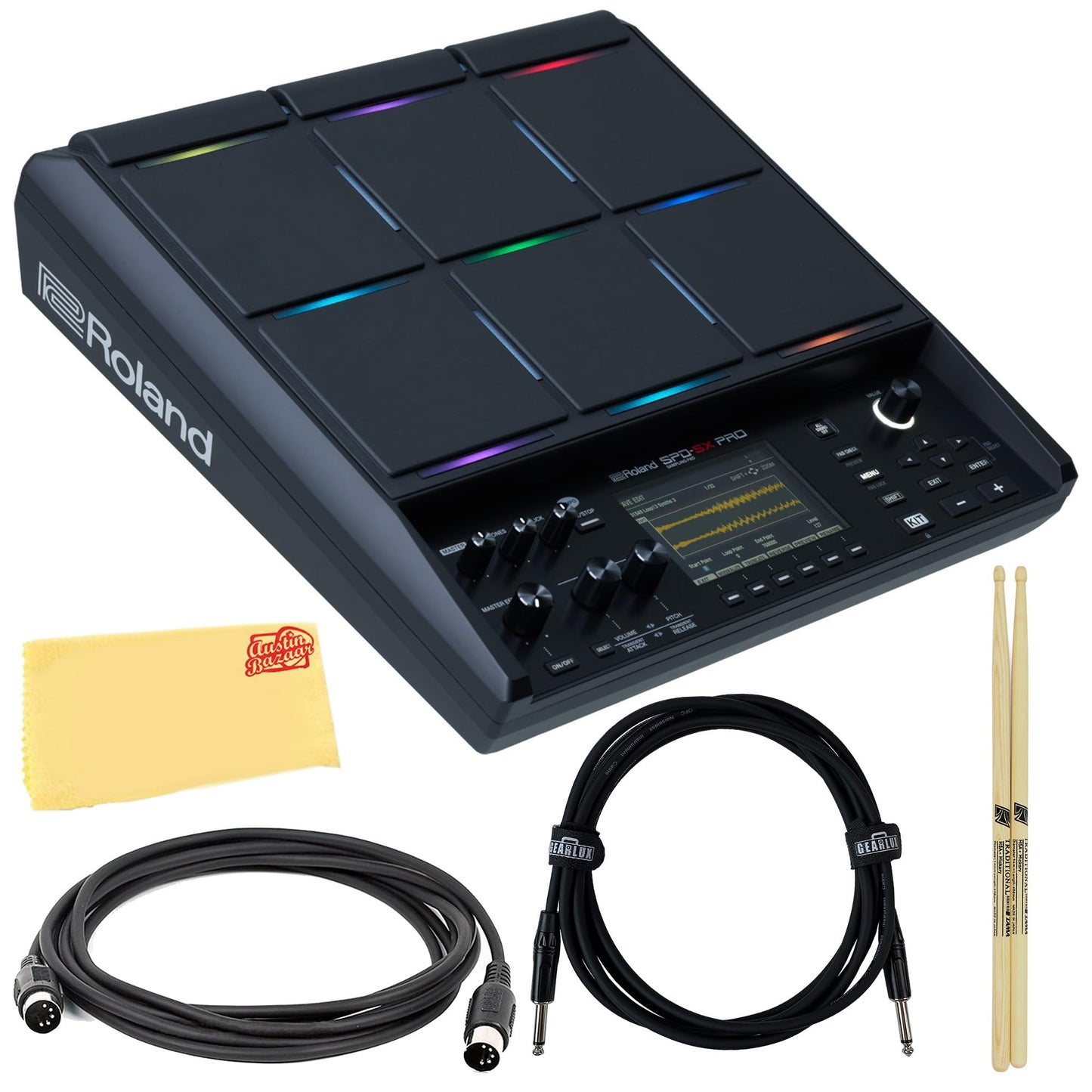 Roland SP-404MKII Creative Sampler and Effector Bundle with MIDI Cable, Instrument Cable, and Austin Bazaar Polishing Cloth