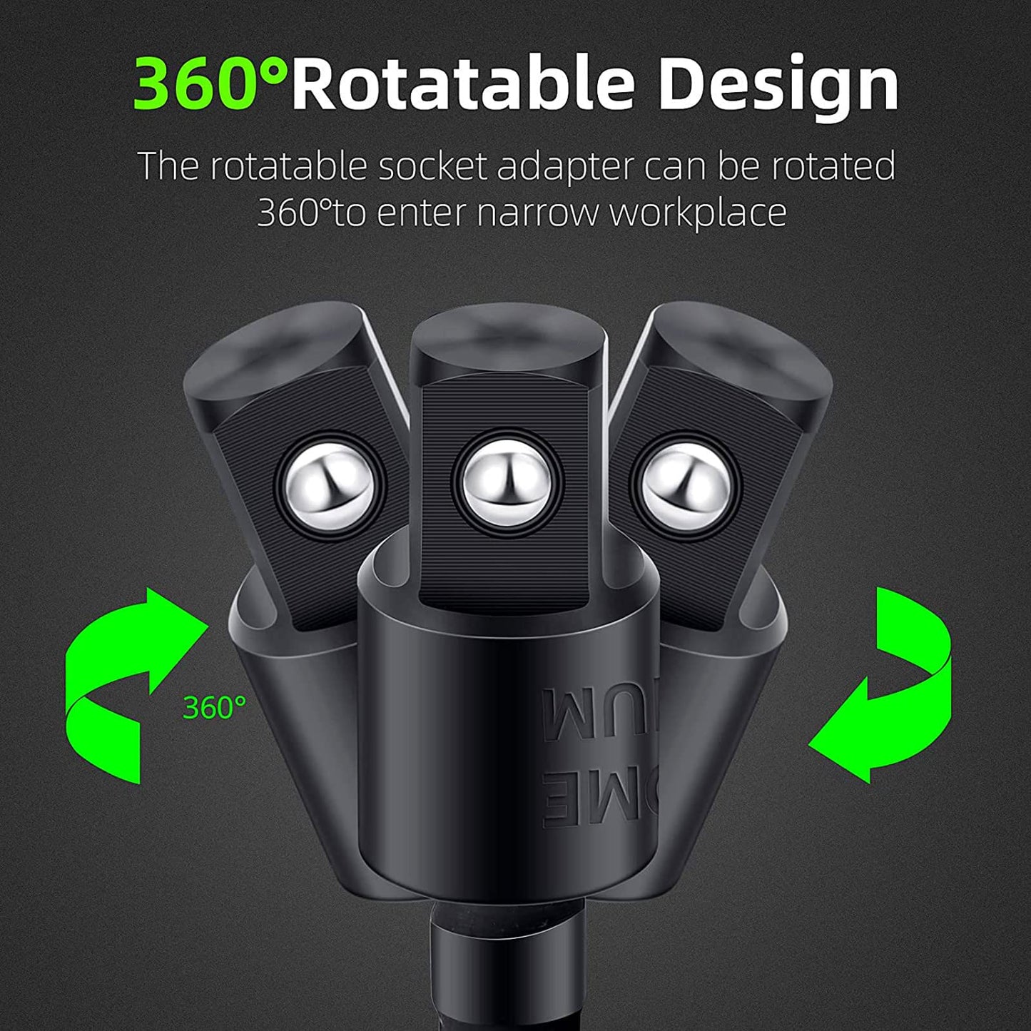 Right Angle Drill Adaptor,4-in-1 Impact Drill Bit Extension,360° Rotatable 1/4 3/8 1/2" Impact Grade Socket Adapter Set,105 Degree Angle Screwdriver Drill Bit for Household Workplace Industry