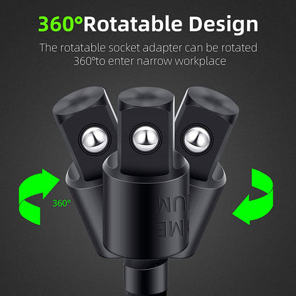 Right Angle Drill Adaptor,4-in-1 Impact Drill Bit Extension,360° Rotatable 1/4 3/8 1/2" Impact Grade Socket Adapter Set,105 Degree Angle Screwdriver Drill Bit for Household Workplace Industry