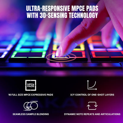 Akai Professional MPC Live III Standalone Portable Music Production Center with MPCe Pads, Sequencer, Touchscreen, Mic, Stereo Monitors, Audio Interface, Wi-Fi, Bluetooth, Battery, Touchstrip