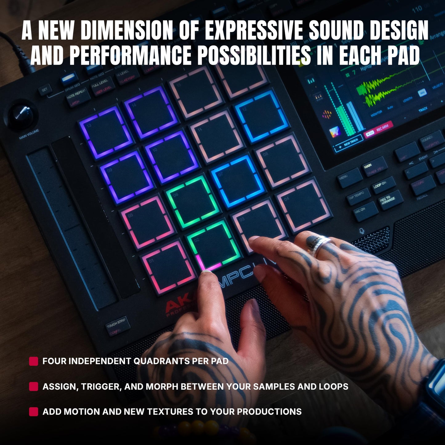 Akai Professional MPC Live III Standalone Portable Music Production Center with MPCe Pads, Sequencer, Touchscreen, Mic, Stereo Monitors, Audio Interface, Wi-Fi, Bluetooth, Battery, Touchstrip